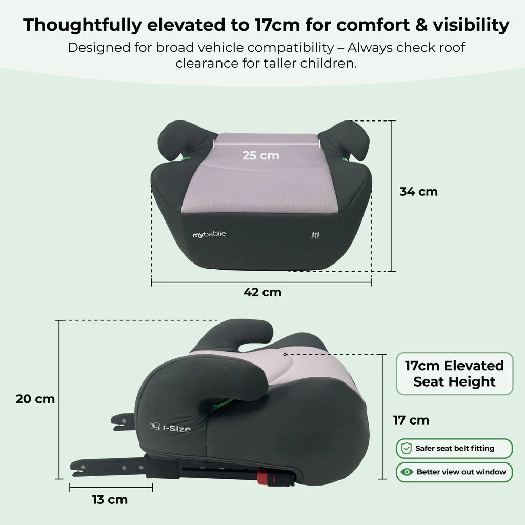 My Babiie MBCSB20 Booster R129 Car Seat with ISOFIX - Pink & Grey