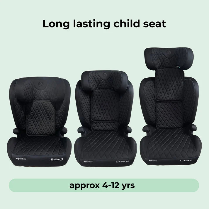 My Babiie MBCS23 High-Back Booster R129 Car Seat with ISOFIX – Quilted Black