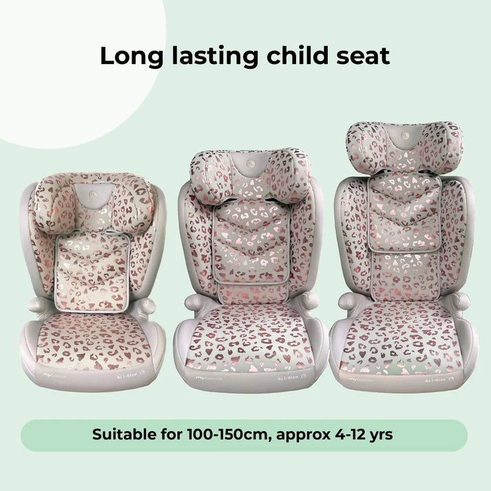 My Babiie MBCS23 High-Back Booster R129 Car Seat with ISOFIX – Blush Leopard