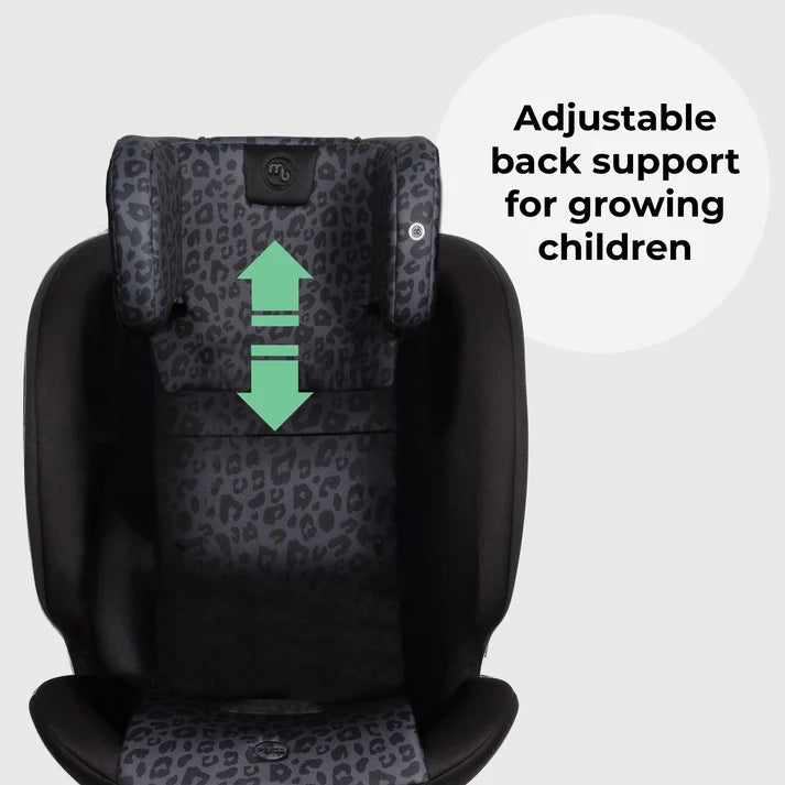 My Babiie MBCS300 Easy Spin R129 Car Seat with Top Tether - Black Leopard