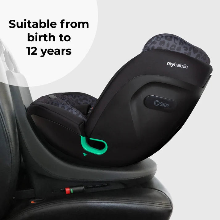 My Babiie MBCS300 Easy Spin R129 Car Seat with Top Tether - Black Leopard