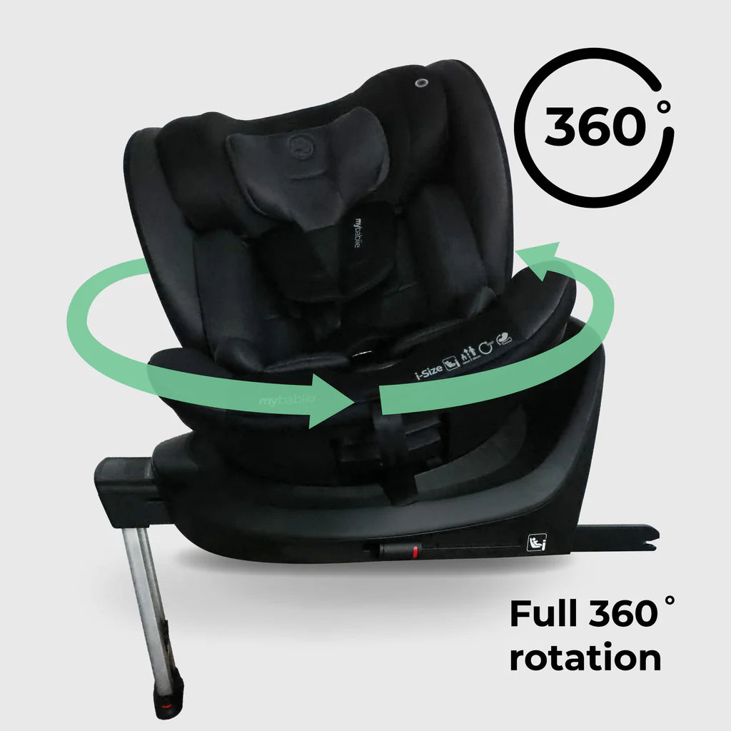 My Babiie MBCS400 Spin R129 Car Seat with Support Leg - Black