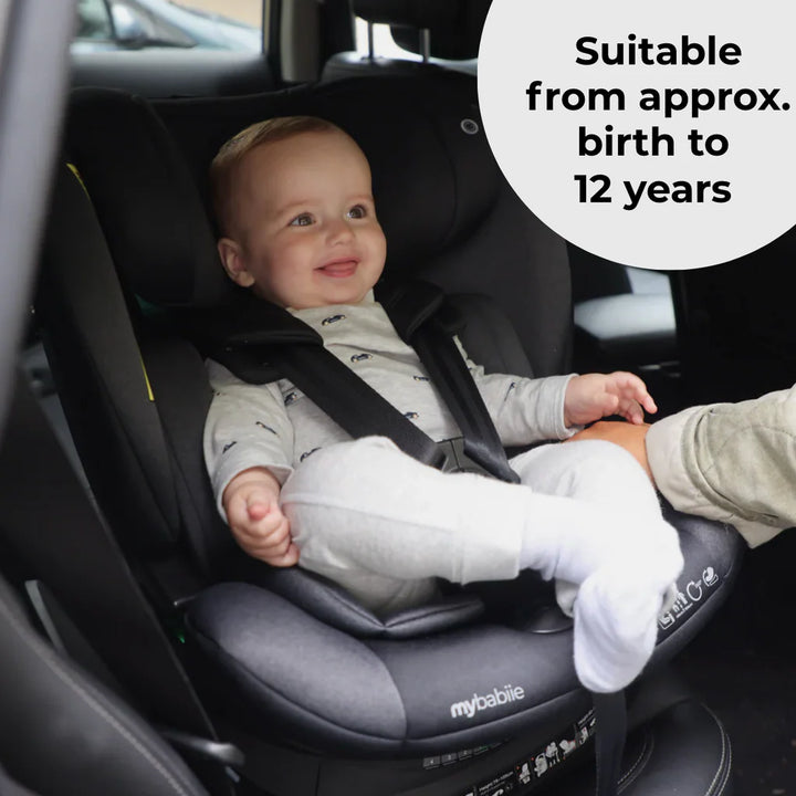My Babiie MBCS400 Spin R129 Car Seat with Support Leg - Black
