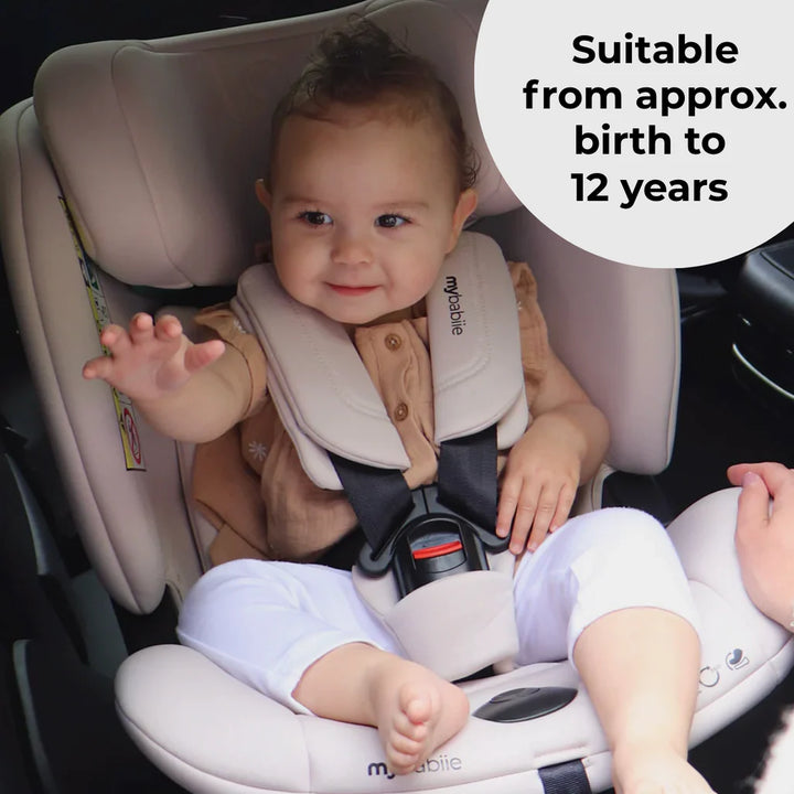 My Babiie MBCS400 Spin R129 Car Seat with Support Leg - Pink Leopard