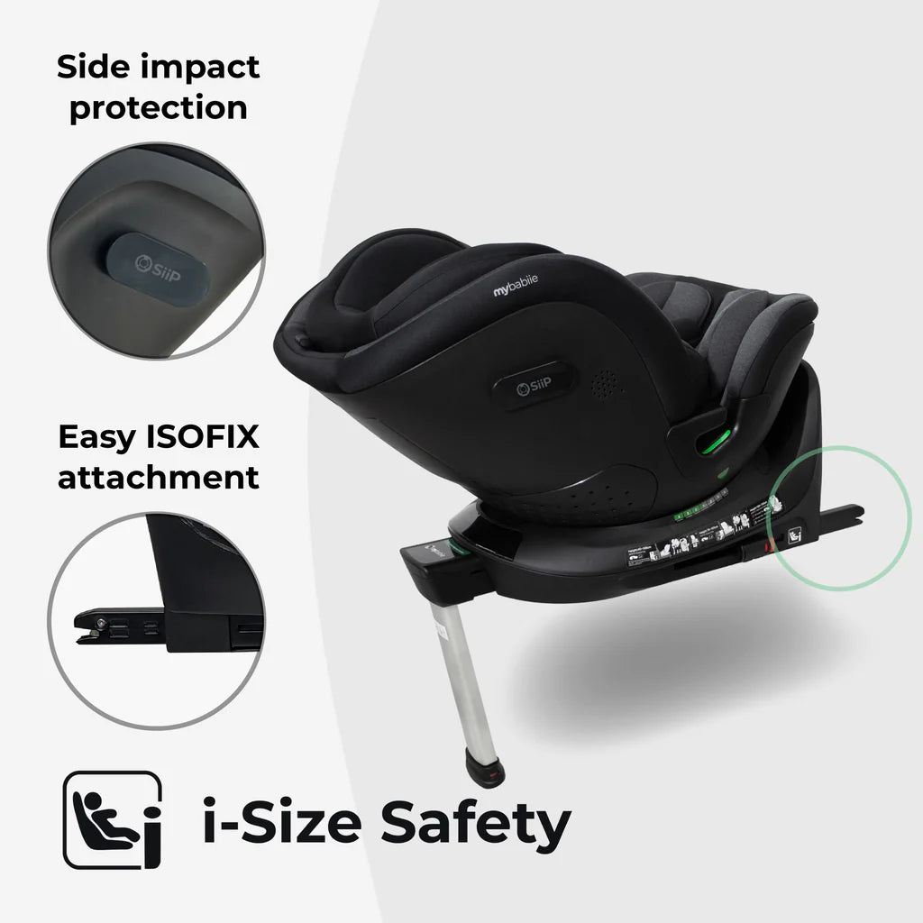 My Babiie MBCS400 Spin R129 Car Seat with Support Leg - Black