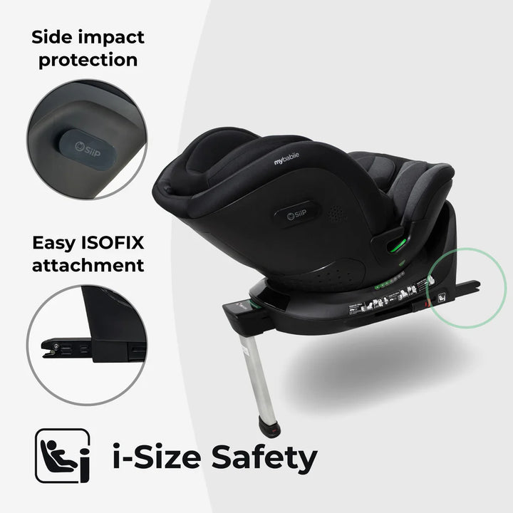 My Babiie MBCS400 Spin R129 Car Seat with Support Leg - Black