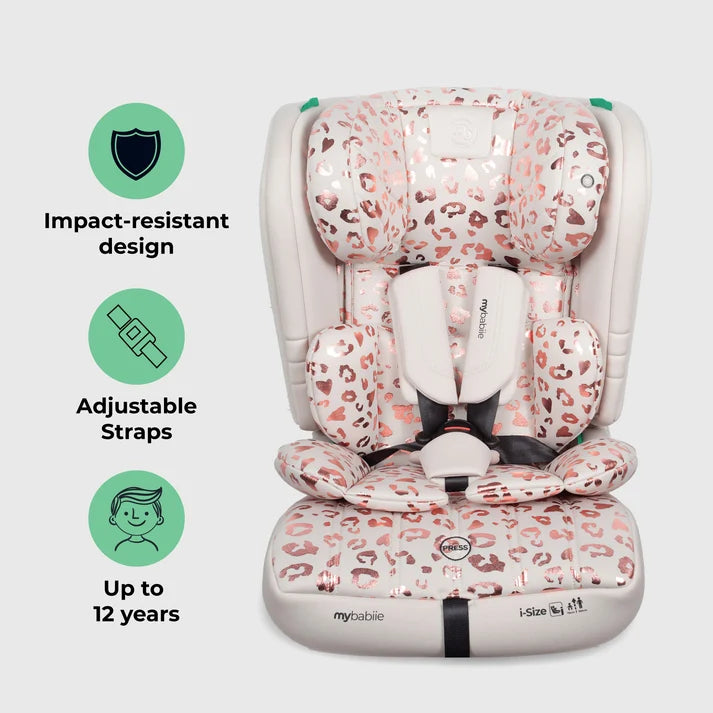 My Babiie MBCS50 Toddler to Booster R129 Car Seat – Pink Leopard