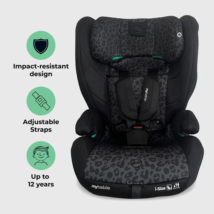 My Babiie MBCS75 Toddler to Booster R129 Car Seat with ISOFIX – Black Leopard