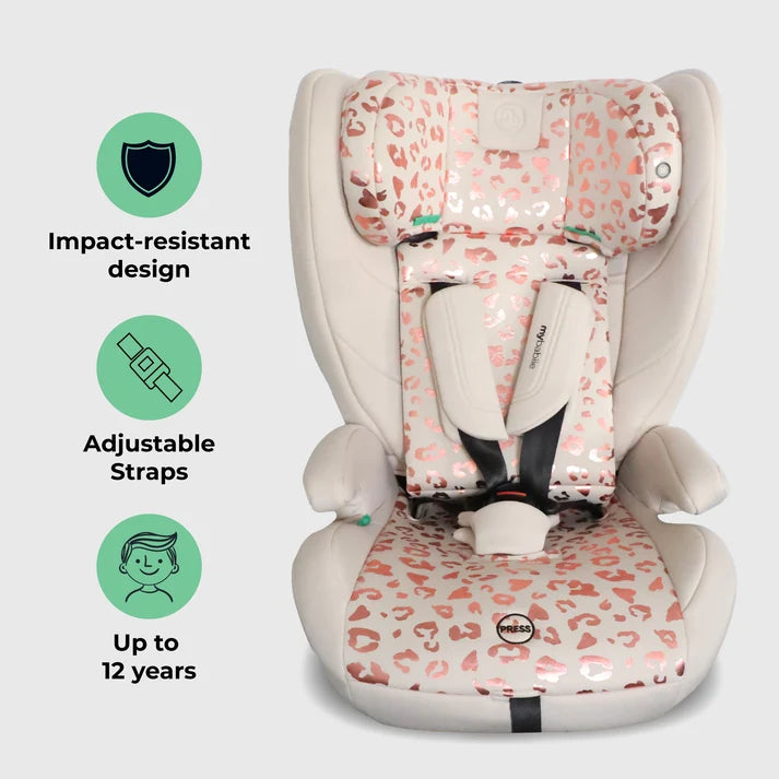 My Babiie MBCS75 Toddler to Booster R129 Car Seat with ISOFIX – Pink Leopard
