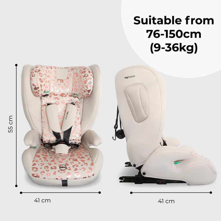 My Babiie MBCS75 Toddler to Booster R129 Car Seat with ISOFIX – Pink Leopard