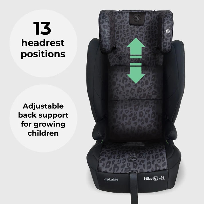 My Babiie MBCS80 Foldable Toddler to Booster R129 Car Seat with ISOFIX - Black Leopard