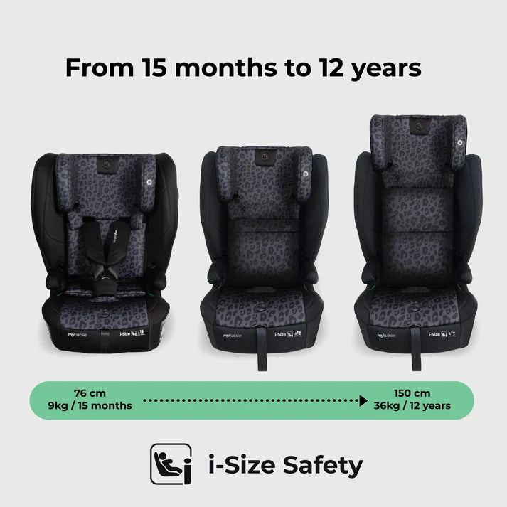 My Babiie MBCS80 Foldable Toddler to Booster R129 Car Seat with ISOFIX - Black Leopard
