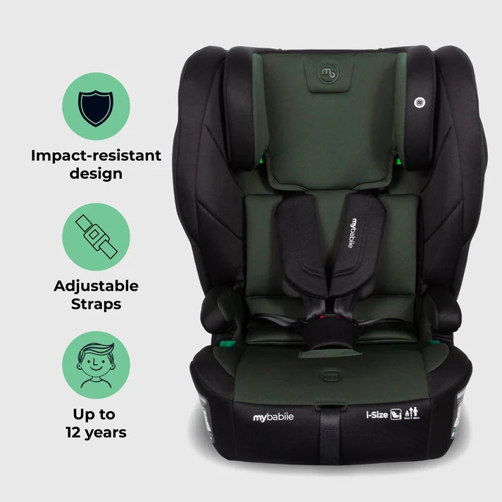 My Babiie MBCS80 Foldable Toddler to Booster R129 Car Seat with ISOFIX - Forest Green
