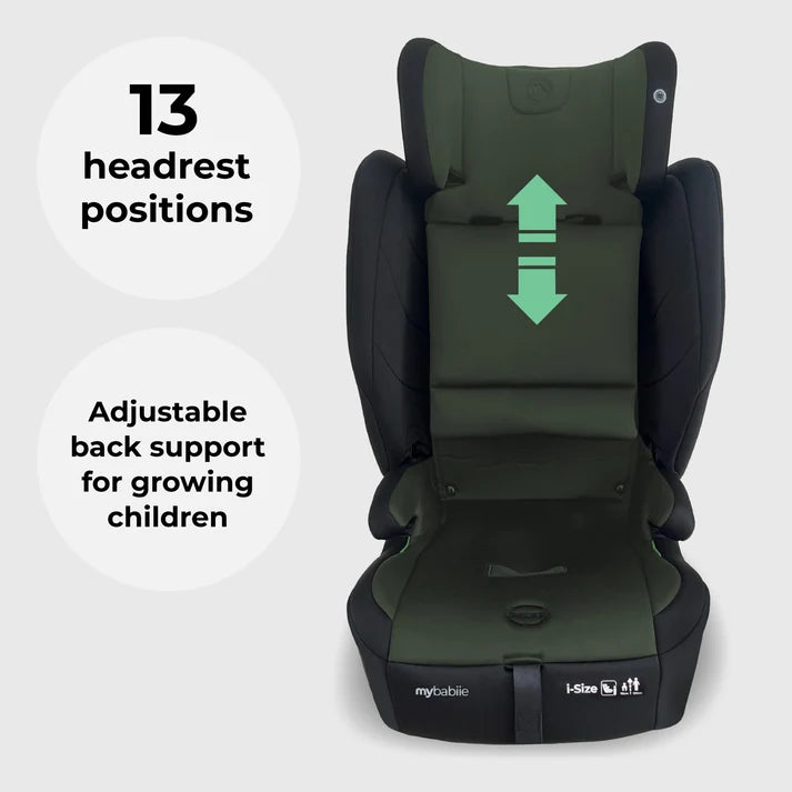 My Babiie MBCS80 Foldable Toddler to Booster R129 Car Seat with ISOFIX - Forest Green