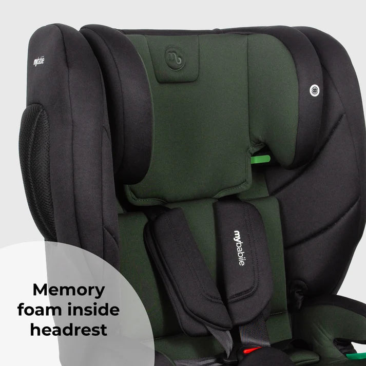 My Babiie MBCS80 Foldable Toddler to Booster R129 Car Seat with ISOFIX - Forest Green