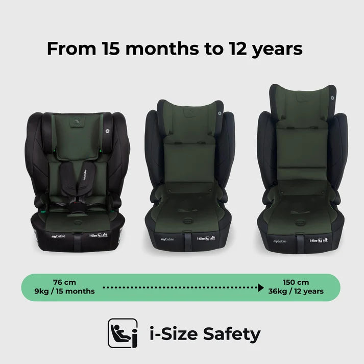 My Babiie MBCS80 Foldable Toddler to Booster R129 Car Seat with ISOFIX - Forest Green