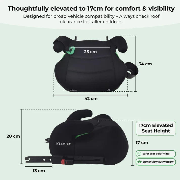 My Babiie MBCSB20 Booster R129 Car Seat with ISOFIX and Cup Holder - Black