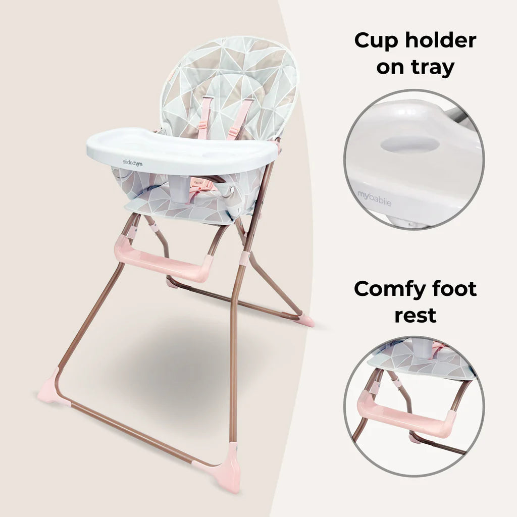 My Babiie MBHC1 Compact Highchair - Rose Geo