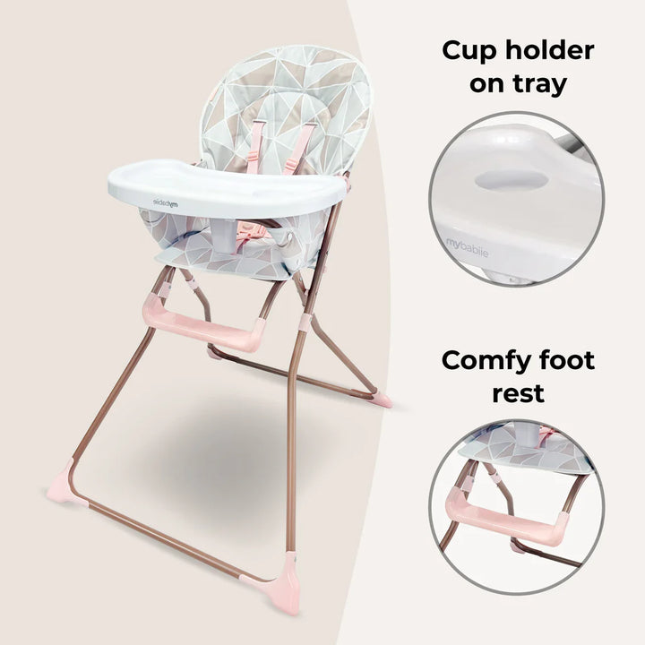 My Babiie MBHC1 Compact Highchair - Rose Geo