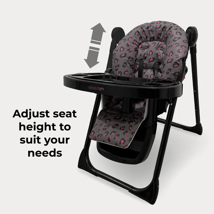 My Babiie MBHC8 Premium Highchair - Hot Pink Leopard