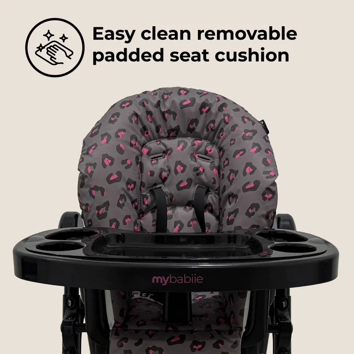 My Babiie MBHC8 Premium Highchair - Hot Pink Leopard