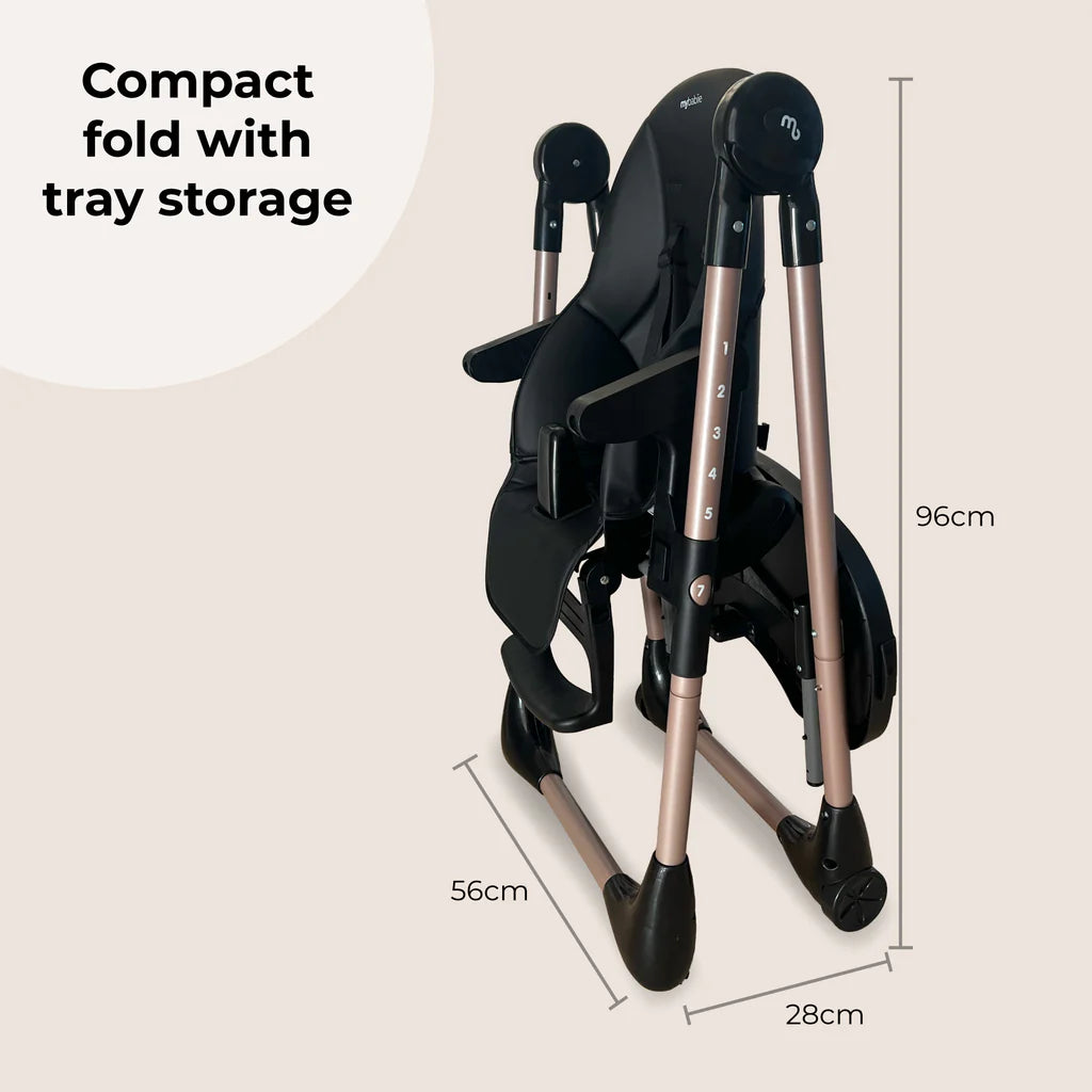 My Babiie MBHC9 Luxe Highchair - Rose Gold Black