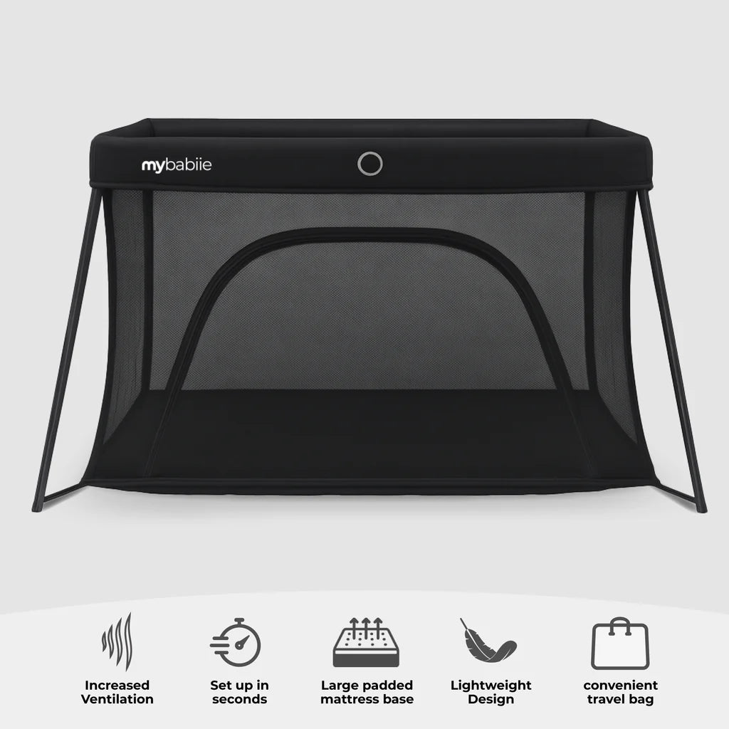 My Babiie MBTC2 Air-Light 2-in-1 Travel Cot – Black