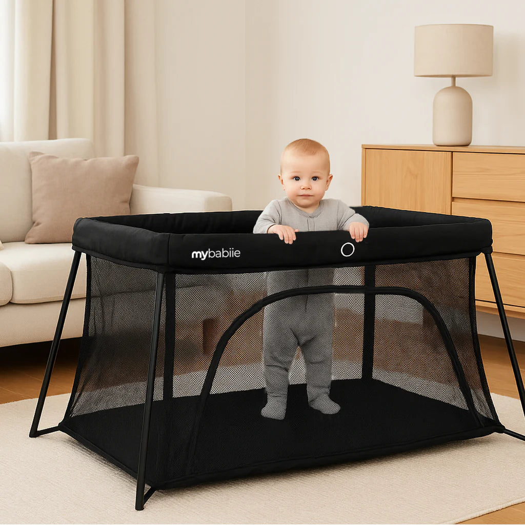 My Babiie MBTC2 Air-Light 2-in-1 Travel Cot – Black