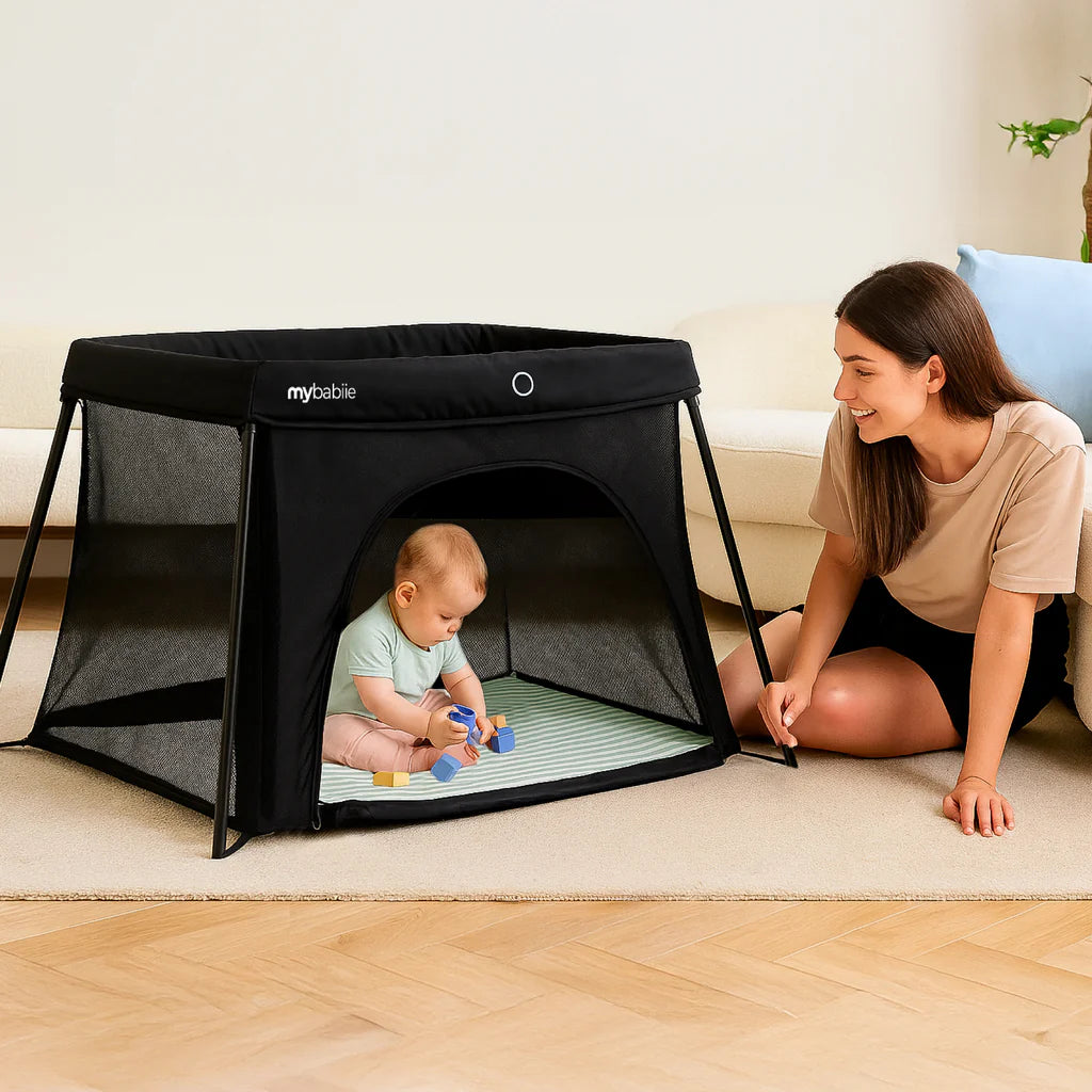 My Babiie MBTC2 Air-Light 2-in-1 Travel Cot – Black