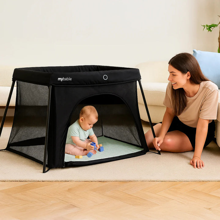 My Babiie MBTC2 Air-Light 2-in-1 Travel Cot – Black