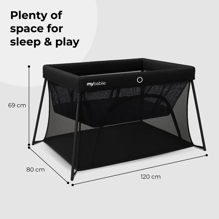 My Babiie MBTC3 Air-Light 3-in-1 Travel Cot with Bassinet - Black