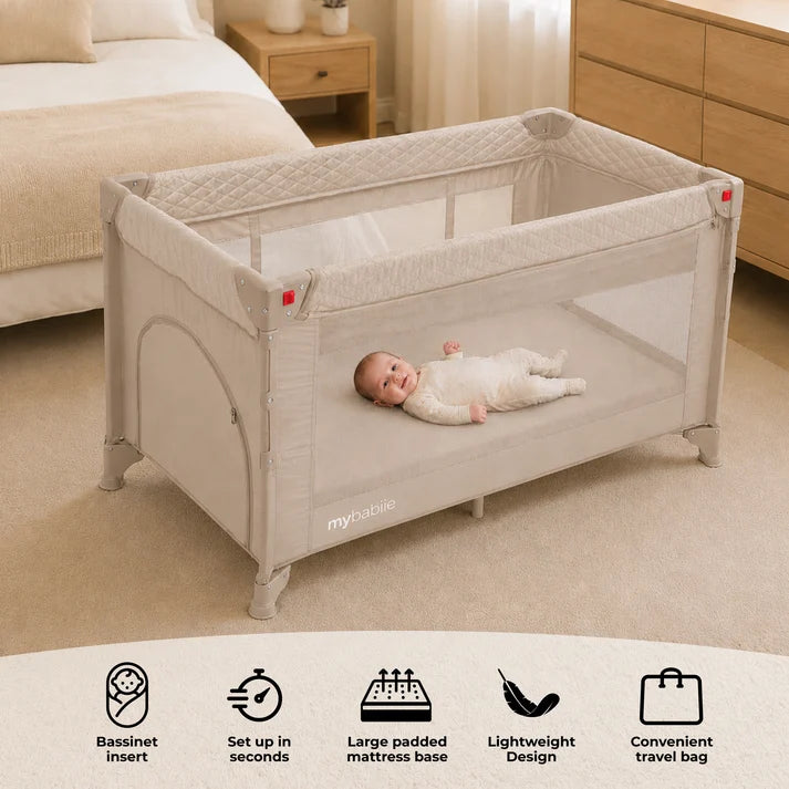 My Babiie MBTC4 LUXE 4-in-1 Travel Cot – Ivory