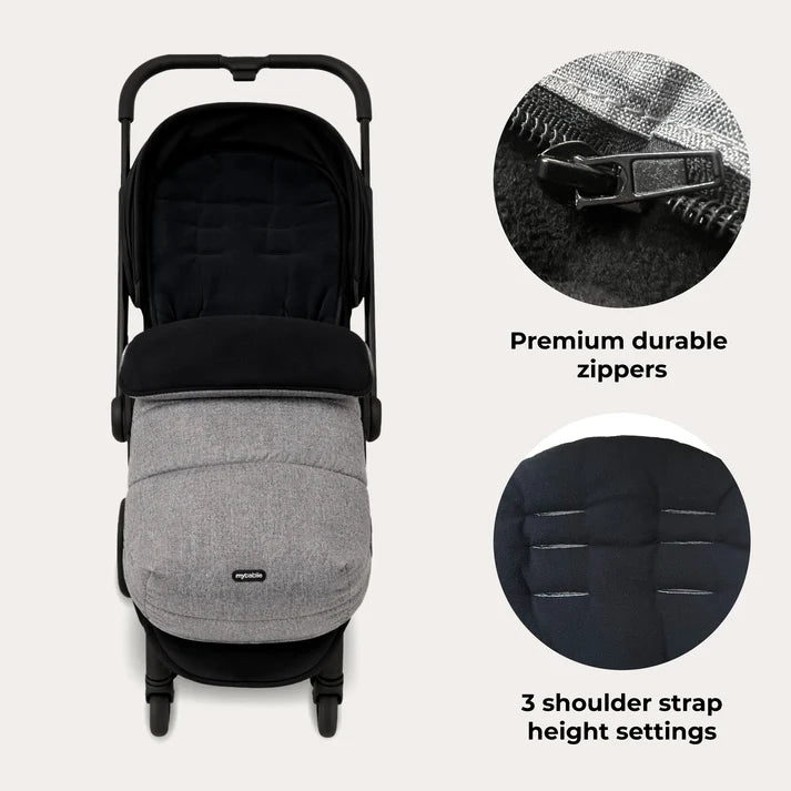 My Babiie Universal Footmuff – Grey & Black