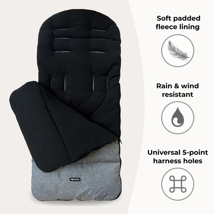 My Babiie Universal Footmuff – Grey & Black