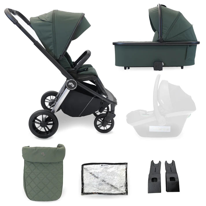 My babiie MB450i travel system in forest green with carrycot and seat unit