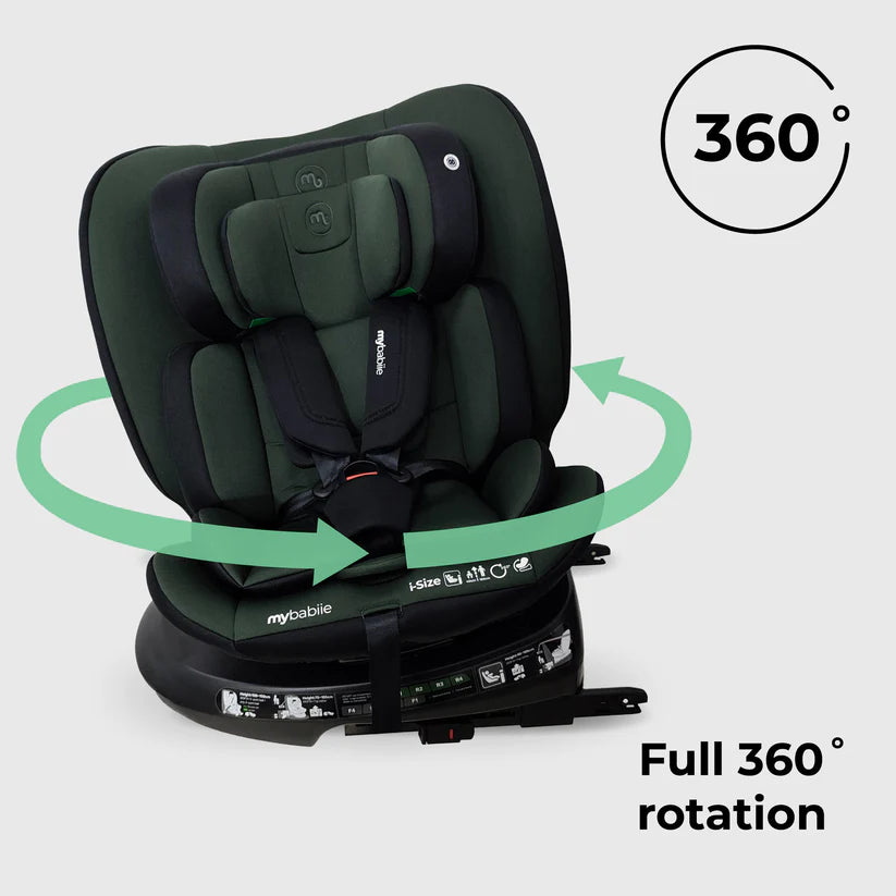 My Babiie MBCS200 Spin R129 Car Seat with Top Tether - Forest Green