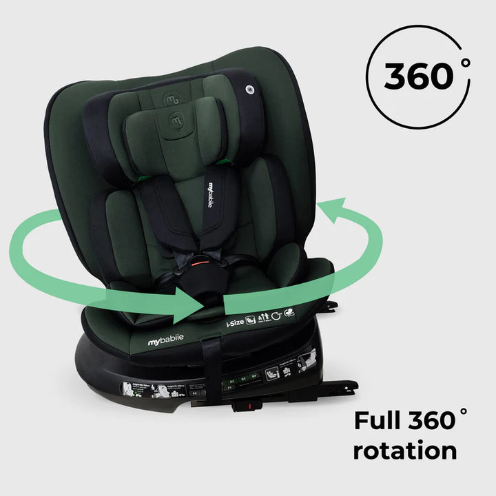 My Babiie MBCS200 Spin R129 Car Seat with Top Tether - Forest Green