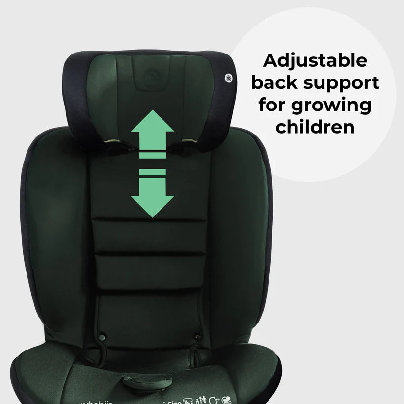 My Babiie MBCS200 Spin R129 Car Seat with Top Tether - Forest Green