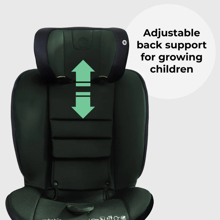 My Babiie MBCS200 Spin R129 Car Seat with Top Tether - Forest Green