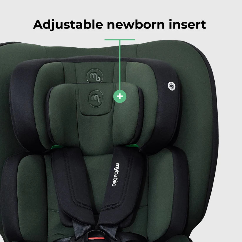 My Babiie MBCS200 Spin R129 Car Seat with Top Tether - Forest Green