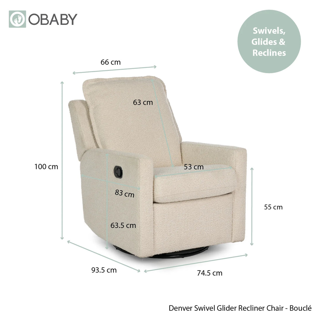 Obaby Denver Swivel Glider Recliner Chair - Bouclé