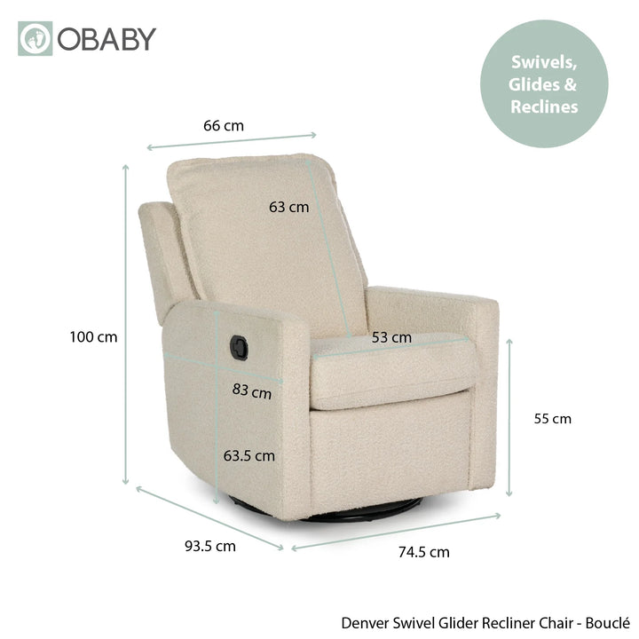 Obaby Denver Swivel Glider Recliner Chair - Bouclé