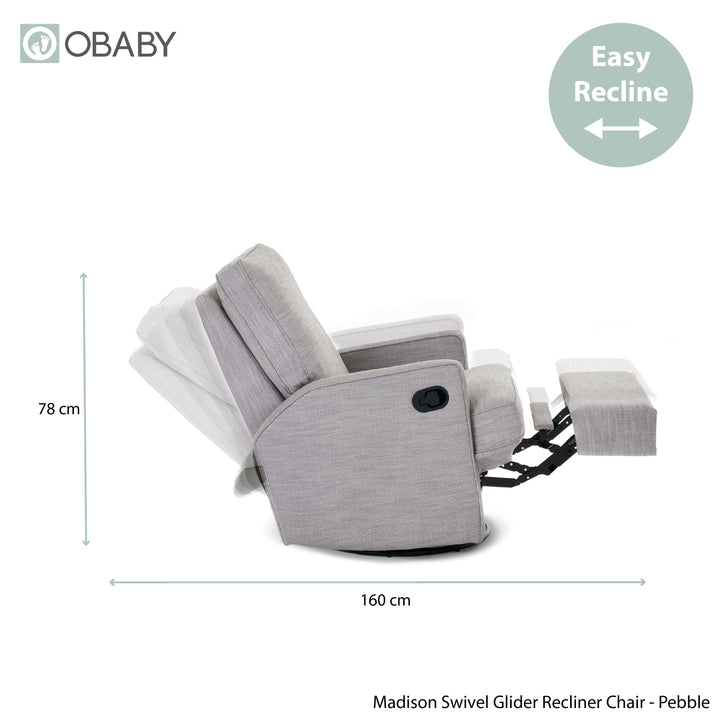Obaby Madison Swivel Glider Recliner Chair - Pebble