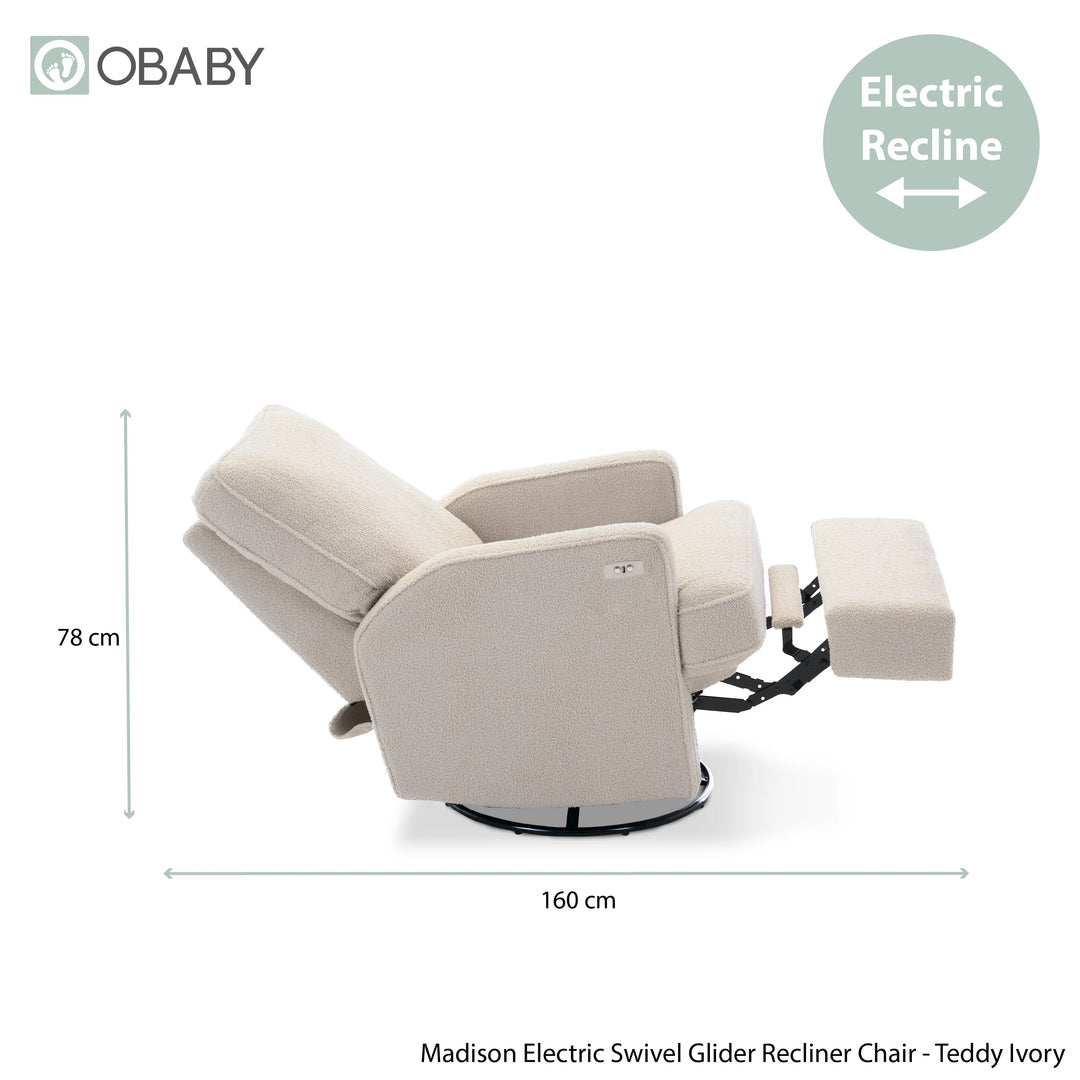 Obaby Madison Electric Swivel Glider Recliner Chair - Ivory