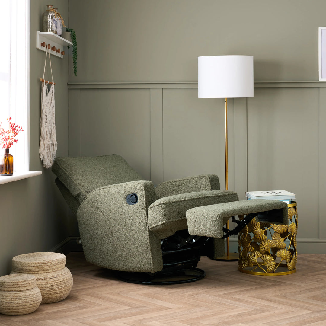 Obaby Madison Swivel Glider Recliner Chair - Teddy Olive