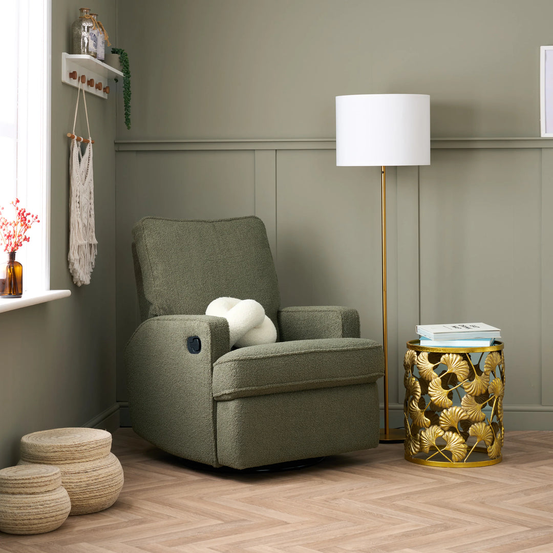 Obaby Madison Swivel Glider Recliner Chair - Teddy Olive