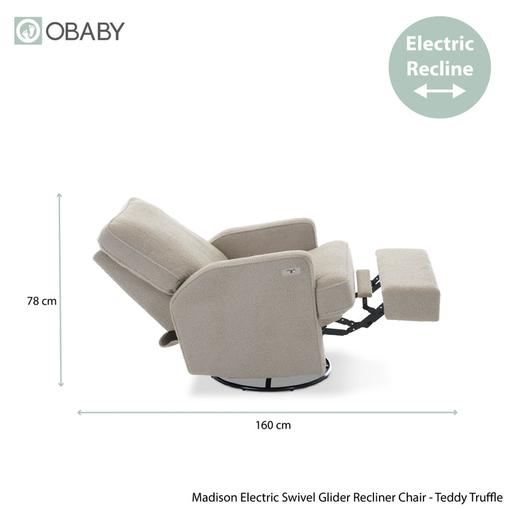 Obaby Madison Swivel Glider Recliner Chair - Teddy Truffle