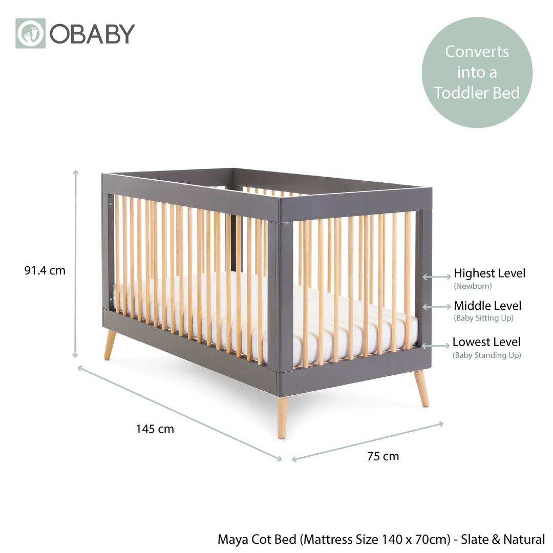 Obaby Maya Cot Bed – Slate
