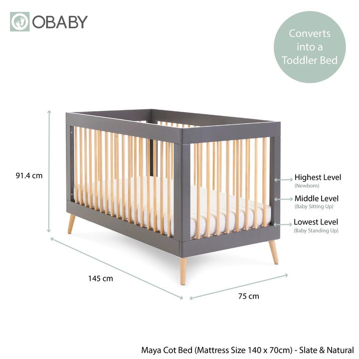 Obaby Maya Cot Bed – Slate