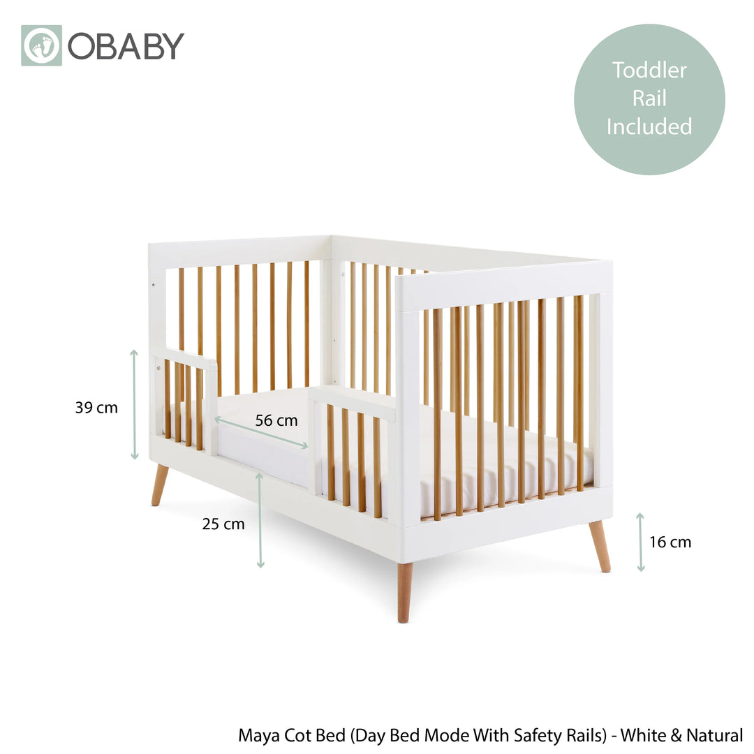 Obaby Maya Cot Bed – White with Natural